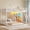 White, variant on Twin Over Twin Size Low Bunk Bed with Ladder and LED Lights, Floor Bunk Beds with Large Toy Storage Organizer and 3 Bins, Metal L-Shaped Bunk Bed with 13.4" H Safety Guardrail,White