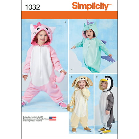 Simplicity Toddlers' Size 0.5-4 Animal Costumes Pattern, 1 Each