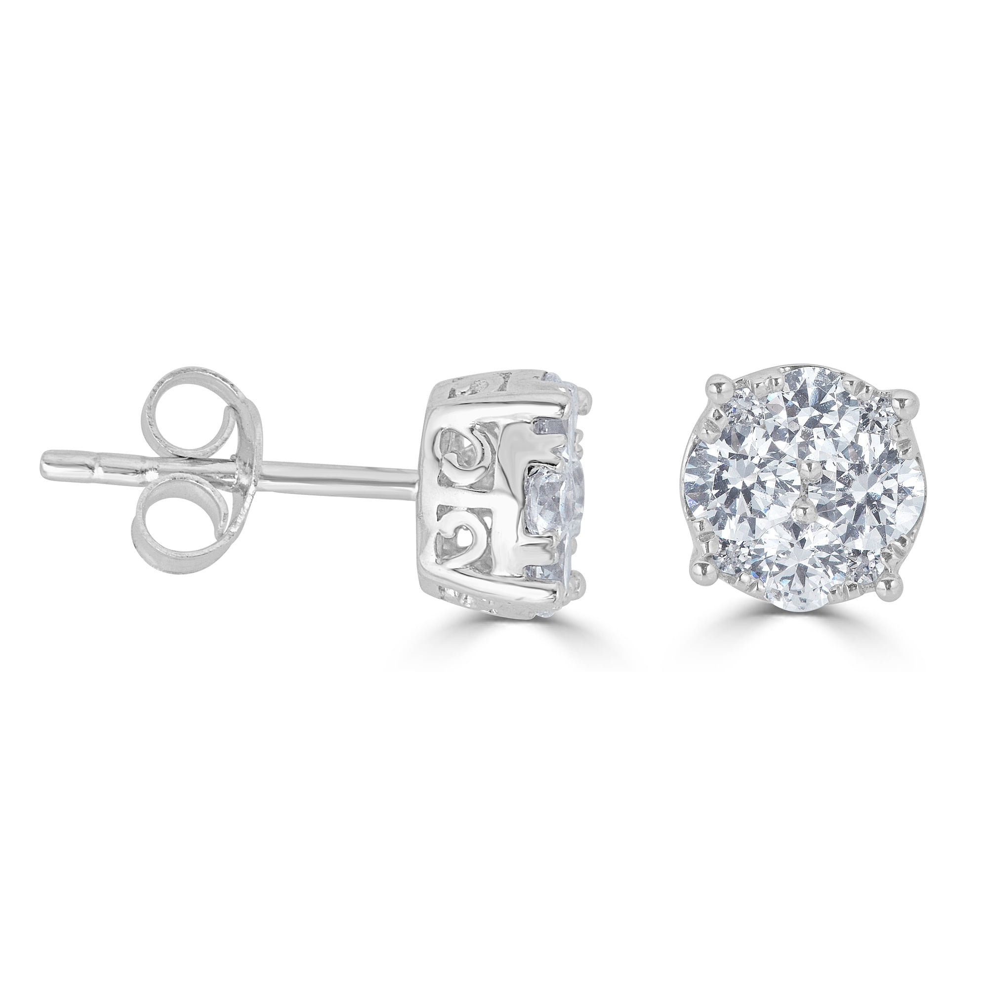 1/4Ct Diamond Round Stud Earrings set in 925 Sterling Silver Certified