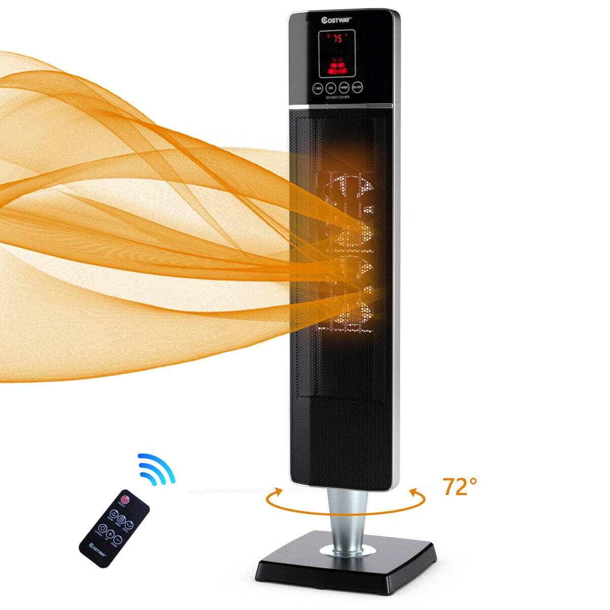 Costway 1500W Portable Oscillating Ceramic Tower Heater w/ Timer Remote  Control Room Use