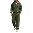 thumbnail image 6 of MXALUOB Track Suits for Men Waffle Knit Full Zip Hoodie with Pocket & Elastic Waist Open Bottom Pant 2 Piece Set Athletic Jogging Activewear, 6 of 7