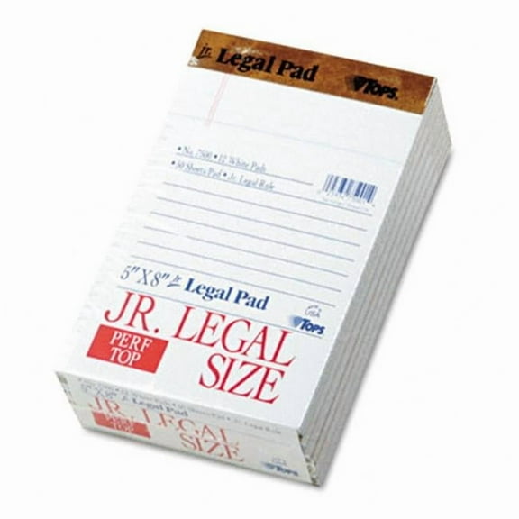 TOPS  The Legal Pad Ruled Perforated Pads- 5 x 8- White- 50 Sheet Pads- Dozen