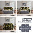 thumbnail image 6 of Jiueut Lemon Print Recliner Sofa Covers, Comfortable Couch Cover Stain Resistant Furniture Protector with Elastic Loop for 2-Seat Recliners, 6 of 7
