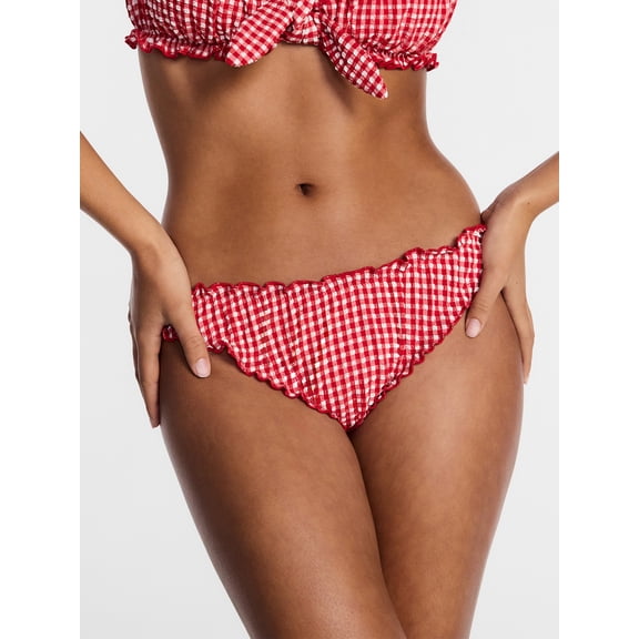 Kacey Lee Women's and Women's Plus Lettuce Edge Bikini Bottoms, Sizes XS-3X