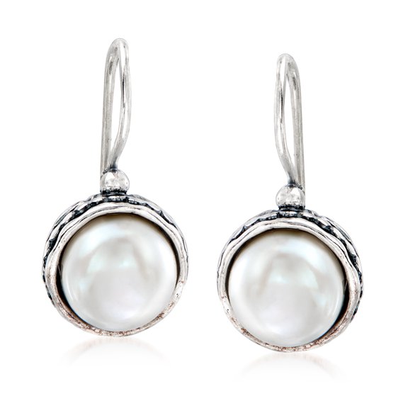 Ross-Simons 9.5-10mm Cultured Pearl Drop Earrings in Sterling Silver, Women's, Adult