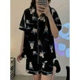 thumbnail image 5 of Certified for Kuromi Women's Cute Cartoon Pajamas Short Sleeve Shorts Turn-Down Collar Suitable for Cute Casual Homewear, 5 of 6