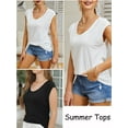 thumbnail image 7 of PULLIMORE Womens Summer Tops Casual V Neck Cap Sleeve Ladies Blouses Basic Loose T Shirts (XL, Pink), 7 of 7