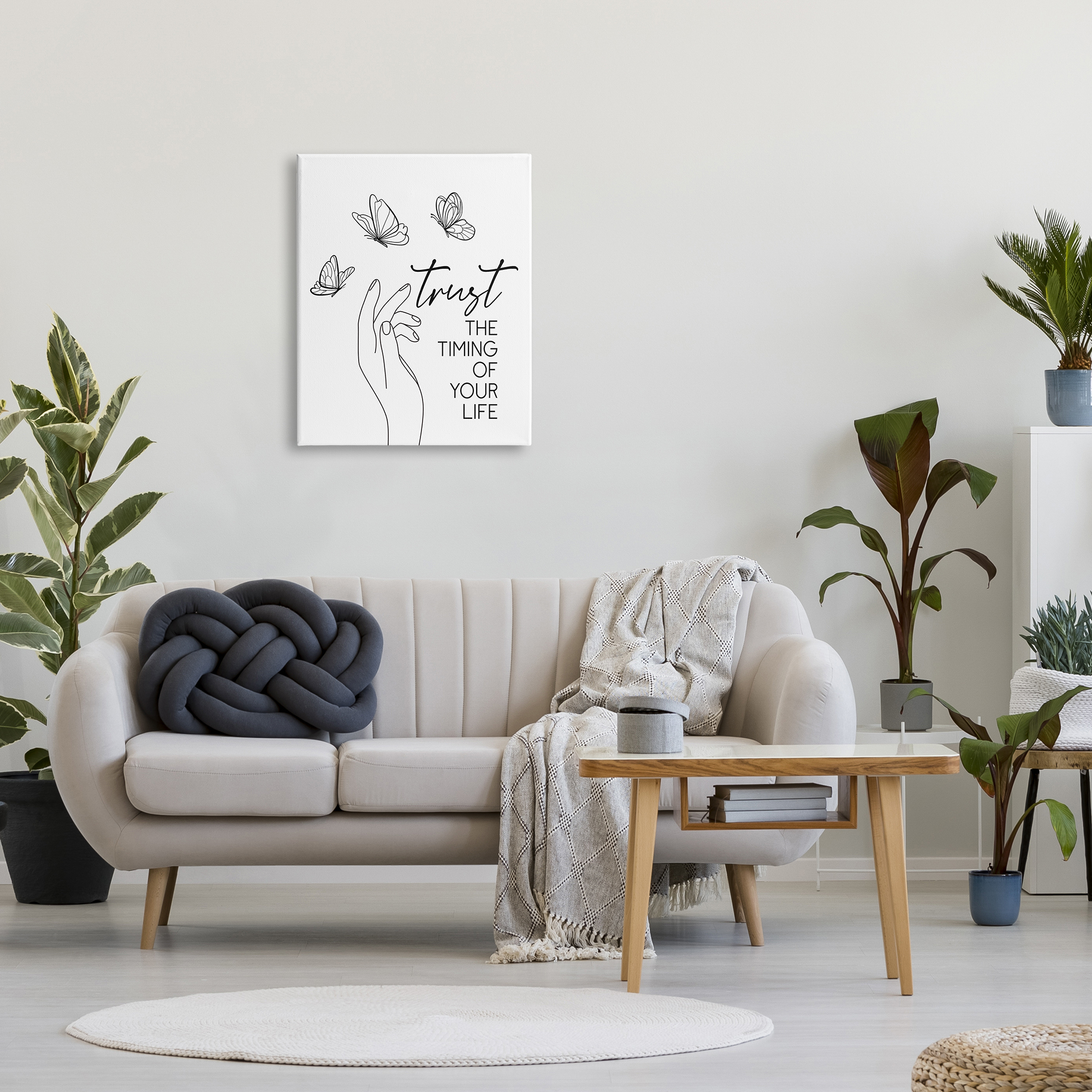 Stupell Indtries Trt the Timing Life Motivational Phrase Minimal Butterflies,24 x 30,Design by JJ Design Hoe LLC