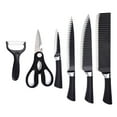 thumbnail image 1 of 6 Pieces Kitchen Knife Set Stainless Steel Chef Knife Peeler Scissors Set with Silicone Handle Wavy Pattern Black, 1 of 5