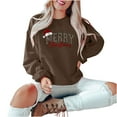thumbnail image 6 of Merry Christmas Tree Sweatshirts for Women Graphic Crewneck Oversized Sweater Cotton Tops Printed Long Sleeve (Medium, Khaki 03), 6 of 6