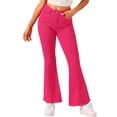 thumbnail image 1 of INSPIRE CHIC Pantalones Largos Vintage para Mujeres Clásicos de Cintura Alta Jeans de Campana Rosa Fucsia M, 1 of 5