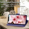 thumbnail image 3 of for iPhone 12 Mini Wallet Case,Women Flip Folio Cover Butterfly Embossed PU Leather Kickstand Credit Card Holder Slots Wrist Strap Purse Phone Case for iPhone 12 Mini,5.4 inch (Purple), 3 of 15