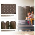 thumbnail image 4 of FDW Room Folding Privacy 6' Indoor Wall Divider Portable Partition Wood Screen, Brown, 4 of 7