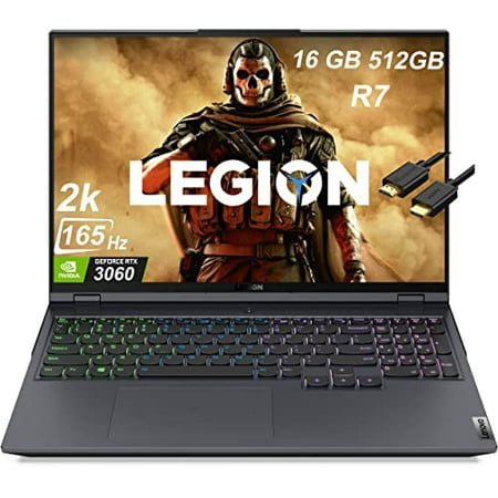 Lenovo 2022 Newest Legion 5 Pro 16" WQXGA 2K IPS 165Hz 500nits Gaming Laptop (8-Core Ryzen 7-5800H GeForce RTX 3060 6GB, 16GB RAM, 512GB SSD) RGB Backlit, Nahimic, IST Cable, Windows 11 Home, Grey