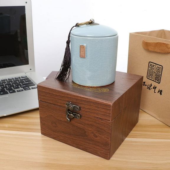 VERDANVERSE Decorative Tea Box Empty Tea Box Synthetic Material Airtight Teachers Kitchen 1 Set