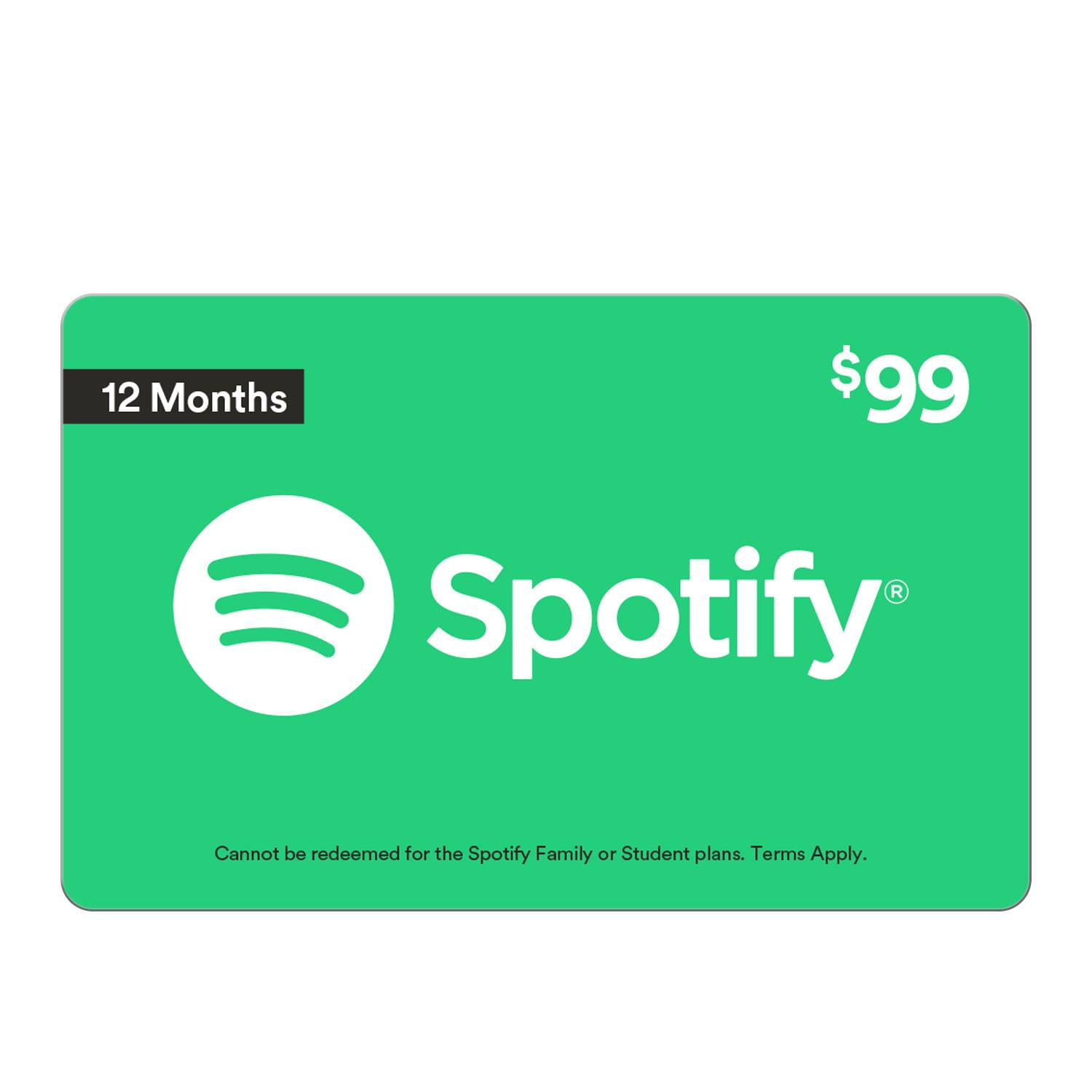 Spotify 99 12 Month Gift Card Email Delivery Walmart Com