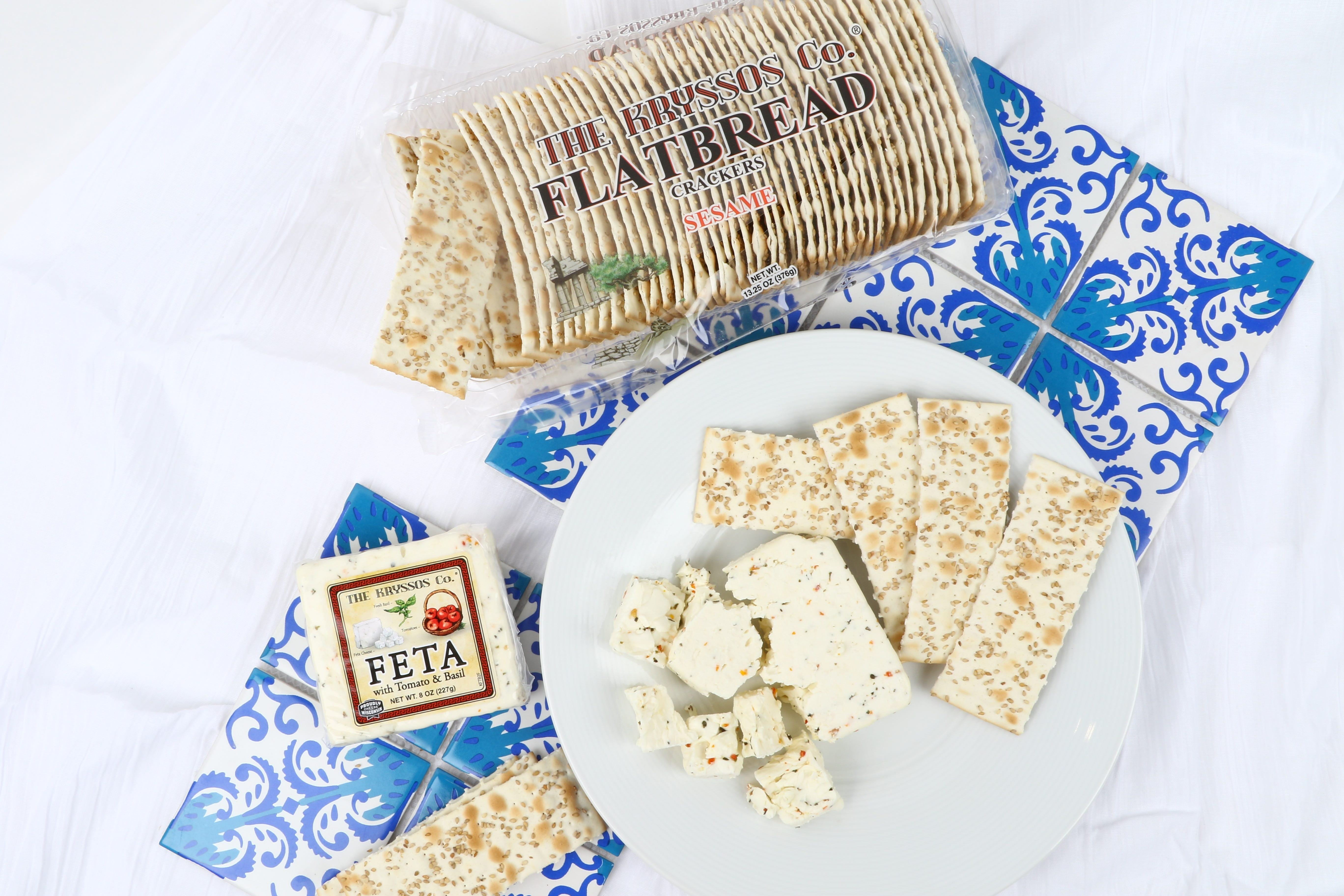 Kryssos Feta Cheese with Tomato & Basil, 8OZ, 12 Pack