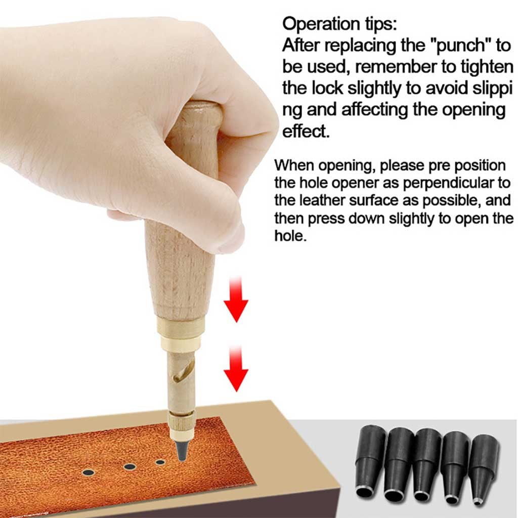 3 Set of Automatic Belts Mute Screw Rotary Hole Punch Steel Belt Hole Leather Tools