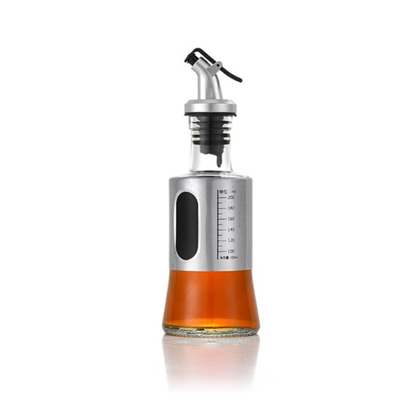 Botella de aceite Botellas de condimentos Contenedor Dispensador de suministros de cocina de acero inoxidable Herramienta de almacenamiento antideslizante Salsa para vinagre de soja Escala de 200ML seitruly HA009719-04B