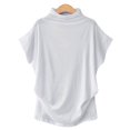thumbnail image 3 of Femmes Col Roulé Manches Courtes Coton Solide Casual Chemisier Haut T-shirt Grande Taille pour Femmes, 3 of 5