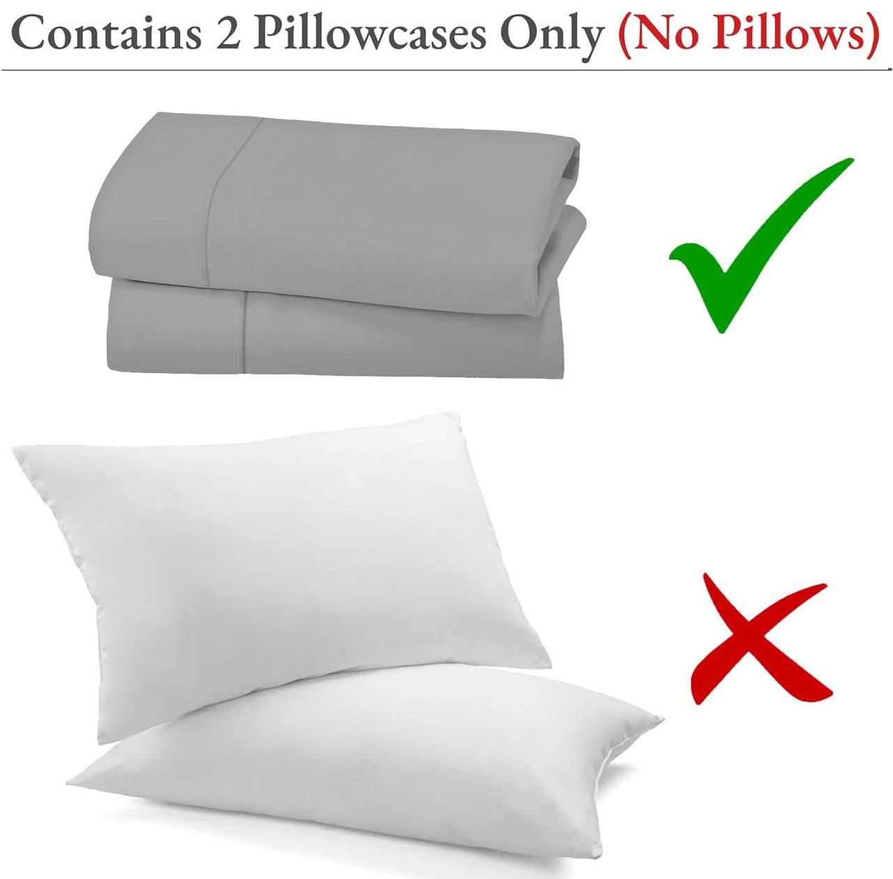 SKY BEDDINGS King Size Pillowcase Set of 2 - Light Grey Super Soft Pillow Cases King, 600 Thread Count 100% Egyptian Cotton, Breathable, Cool, Sateen Weave Sleeping Pillow Covers - Light Grey