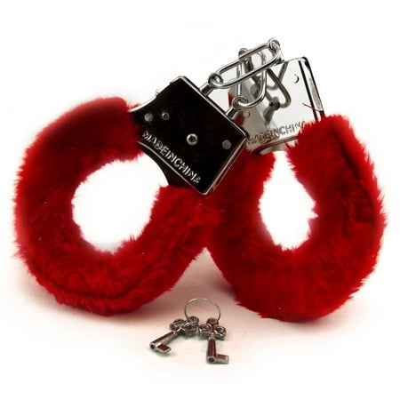 - Veil Entertainment Sexy Soft & Furry Adult Metal Handcuffs, Red, 10in