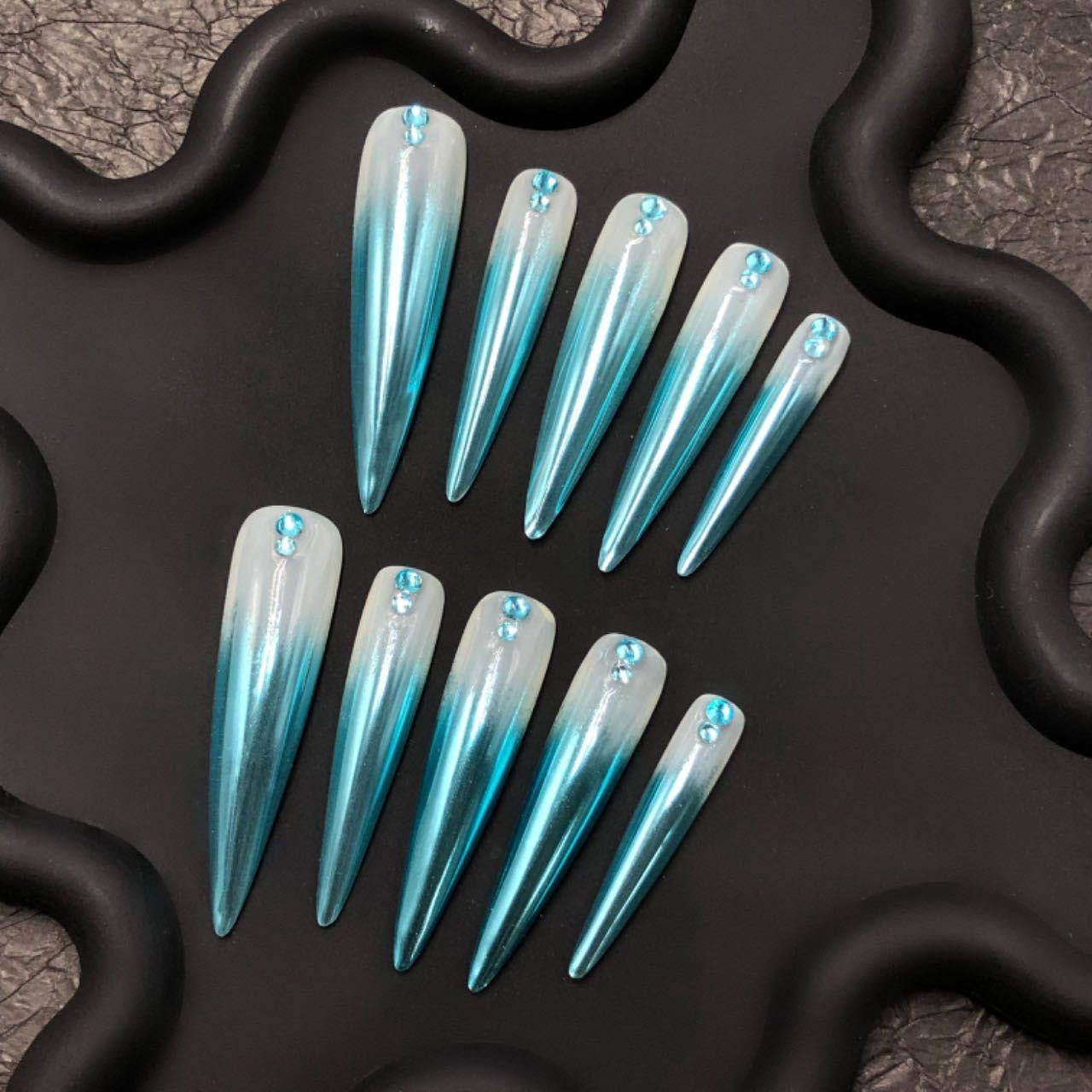 10Pcs Pink Luxury 3D Acrylic Press-On Nails Handmade Reusable False Nails