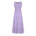 thumbnail image 6 of CFLVAEK Summer Beach Dresses for Women Sleeveless Scoop Neck Sun Dresses Tiered Smocked Maxi Dress Loose Fit Solid Color Long Dresses, 6 of 6