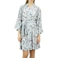 thumbnail image 3 of Bimba Women's Gray Floral Printed Georgette Bridesmaid Getting Ready Coverup-24, 3 of 8
