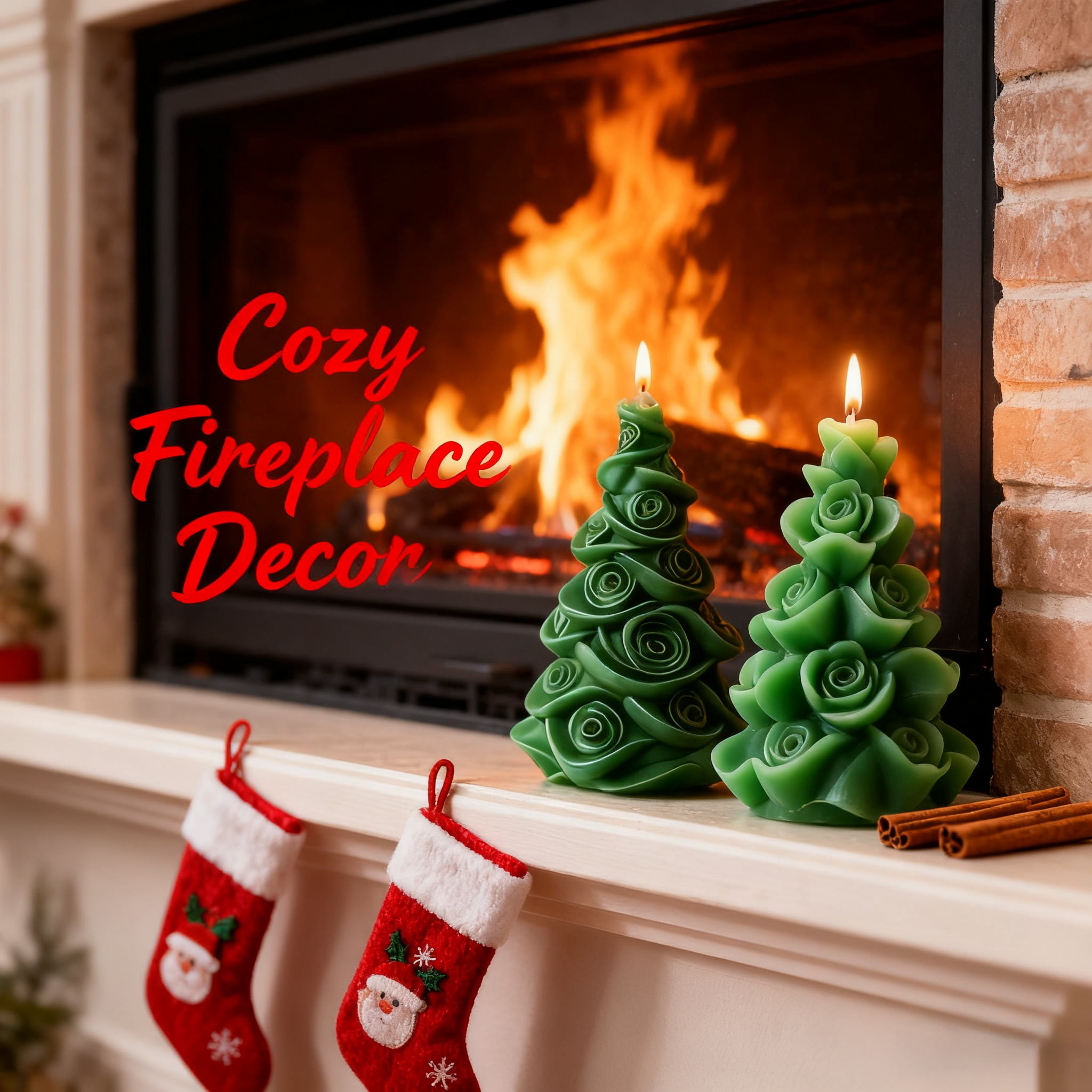 JDH 2PCS Flower Shaped Christmas Tree Candle Mold for Candle Making, 3D Xmas Silicone Mold for Resin Casting DIY Plaster Polymer Clay Home Decoration