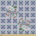 thumbnail image 2 of Floral Fabric by the Yard, Geometric Elements with Squares Flowers Bouquet Illustration Pattern, Decorative Upholstery Fabric for Sofas and Home Accents, Pale Mauve Multicolor by Ambesonne, 2 of 5