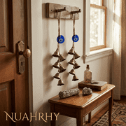 Evil Eye Wind Chime Set of 2, Protection Hanging Bell Ornament for Wall, Door, and Window, Vintage Bronze Style Boho Home Decor for Luck and Peace