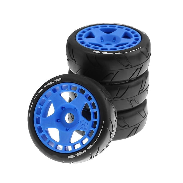 Adecuado para adaptador Raytheon de 17 mm, neumático de carro de carrera plano 1/8 RC, negro + azul