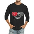 thumbnail image 3 of Jinhomg Mens Thin Holiday Tops Novelty Funny Valentine's Day Love Heart Tees Big and Tall Comfy 3/4 Sleeve Crew Neck T-Shirt Dating Wear Prime Deals Black XL, 3 of 6