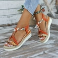 thumbnail image 5 of Dakaela Womens Low Wedge Heels Sandals Shoes Wide Width Platform Espadrilles Walking Summer Beach Shoes, 5 of 8