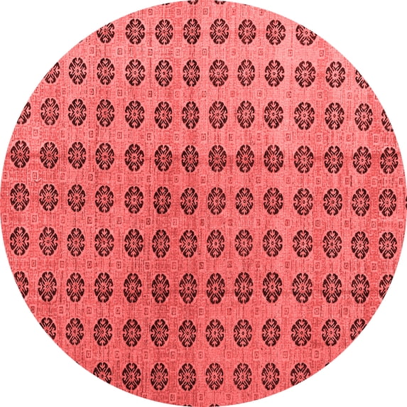 Ahgly Company Indoor Round Abstract Red Modern Area Rugs, 4' Round