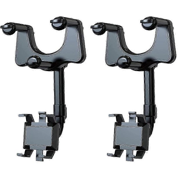 2 soportes multifuncionales para teléfono en el espejo retrovisor del coche, soportes telescópicos universales giratorios de 360° para teléfono de coche.
