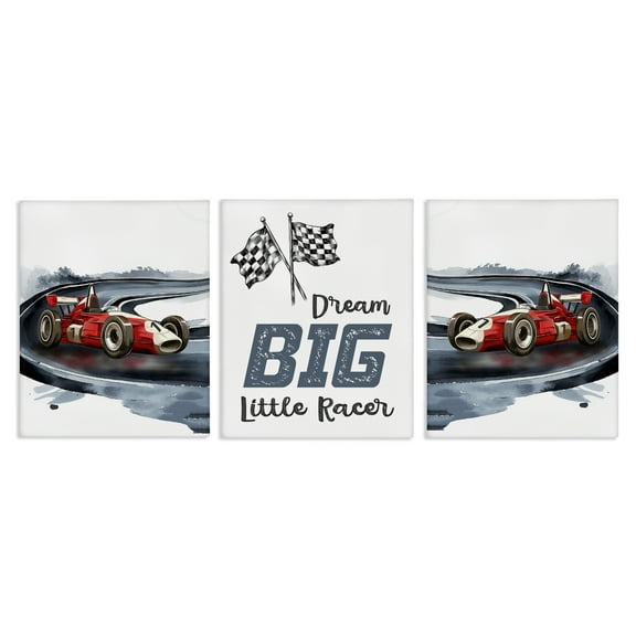 Stupell Industries Retro Little Racer Cars 3 Piece Canvas Wall Art Set, design by Christine Simpson Art