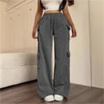thumbnail image 2 of Falkdiz Women's High Waist Sweatpants Open Bottom Wide Leg Pockets Loose Cargo Casual Athletics Pantalones Sport Outdoor Track Pants for Women Drawstring Fashion, 2 of 7