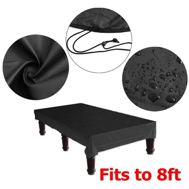 8Ft Billiard Pool Table Cover with Drawstring Durable Waterproof Table Cover for Rectangle Table, Black