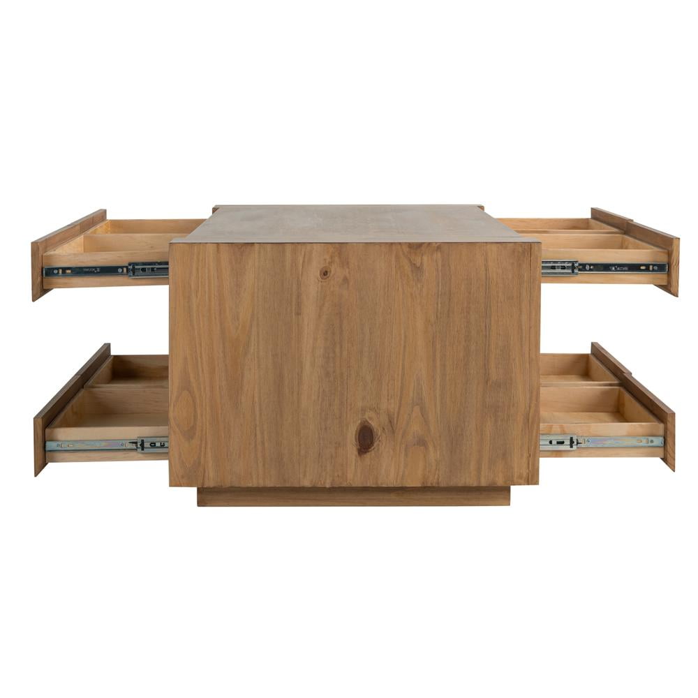 ACME Harlan Contemporary Wood 4-Drawer Rectangular Coffee Table in Oak