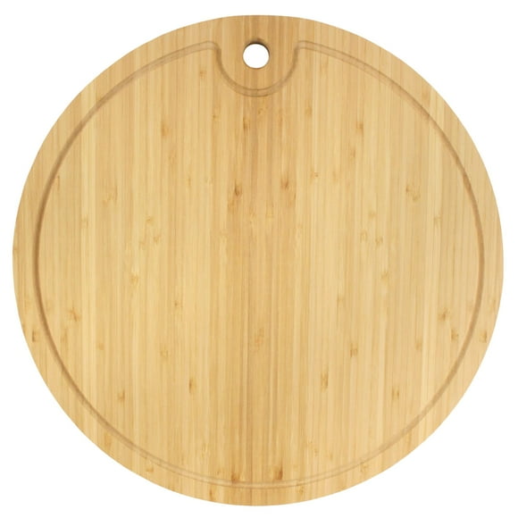 BambooMN Bamboo Round Cutting and Serving Board, Charcuterie Board - 15" diameter x 0.75" thickness - 1 Piece