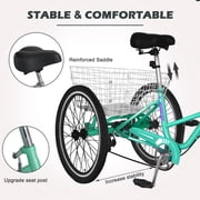 LILYPELLE 24 3 Wheel Bike for Adults Folding Tricycle 7 Speed Adult Trike Low-Step Through for Seniors with 400lbs Load Capacity,Cyan