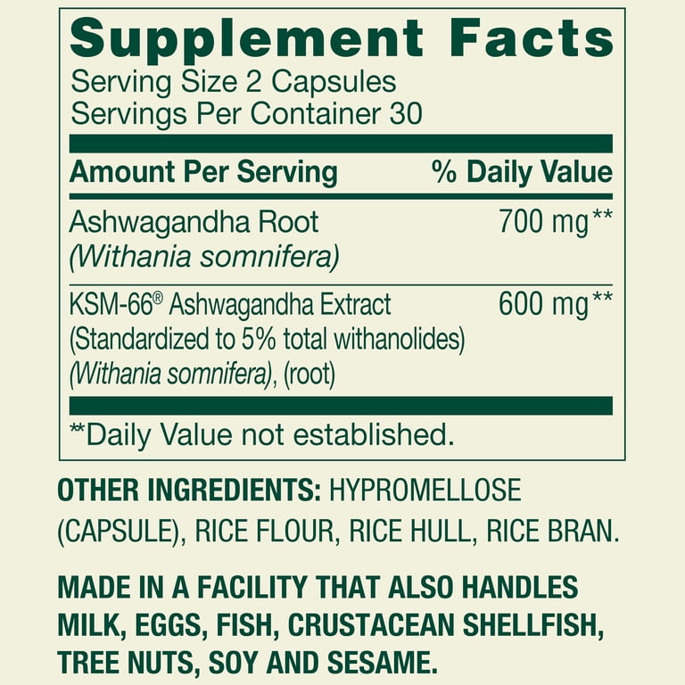 Extra Strength Ashwagandha Vegetarian Capsules, 1300mg photo 2