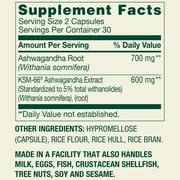 Spring Valley Extra Strength Ashwagandha Dietary Supplement, 1300 mg, 60 Vegetarian Capsules