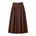 thumbnail image 6 of Women's Solid Corduroy Midi Skirt High Waist Flared A Line Long Skirt with Belt, Vintage Casual Swing Skirt for Autumn Winter Daily Commute & Weekend Outings Coffee, 6 of 6