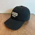 thumbnail image 2 of Womens Hats Unisex Paris Embroidery Soft Top Baseball Cap Retro Sports Casual Black One Size, 2 of 4