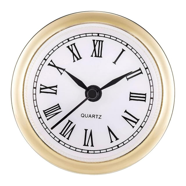 61mm Clock Insert Wall Clock Movement with Roman Numeral Battery Silent Non Ticking Rim Classic for Clock Crafts Living room and home , Golden