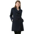 thumbnail image 1 of INSPIRE CHIC Women's Notched Lapel Double Breasted Mid Length Overcoat, 1 of 7