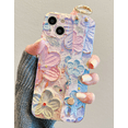 thumbnail image 5 of siduater for iPhone 15 Plus Case for Girls Women | Colorful Retro Oil Painting Flower Phone Cover with Adjustable Grip Loop Strap Handle Kickstand, Floral Pink, 5 of 8